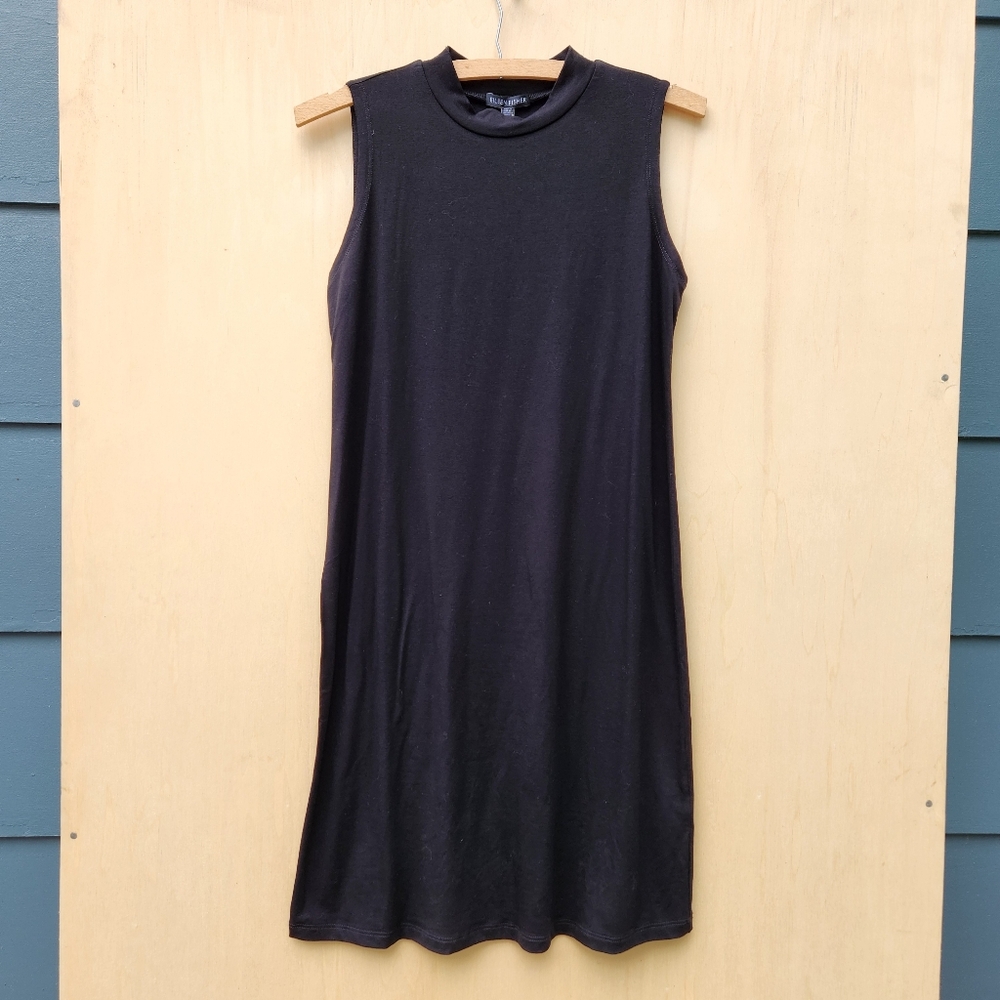 NWT Eileen Fisher Black Stretch Jersey Knit Mock Neck Dress - Size XXS - Picture 3 of 12
